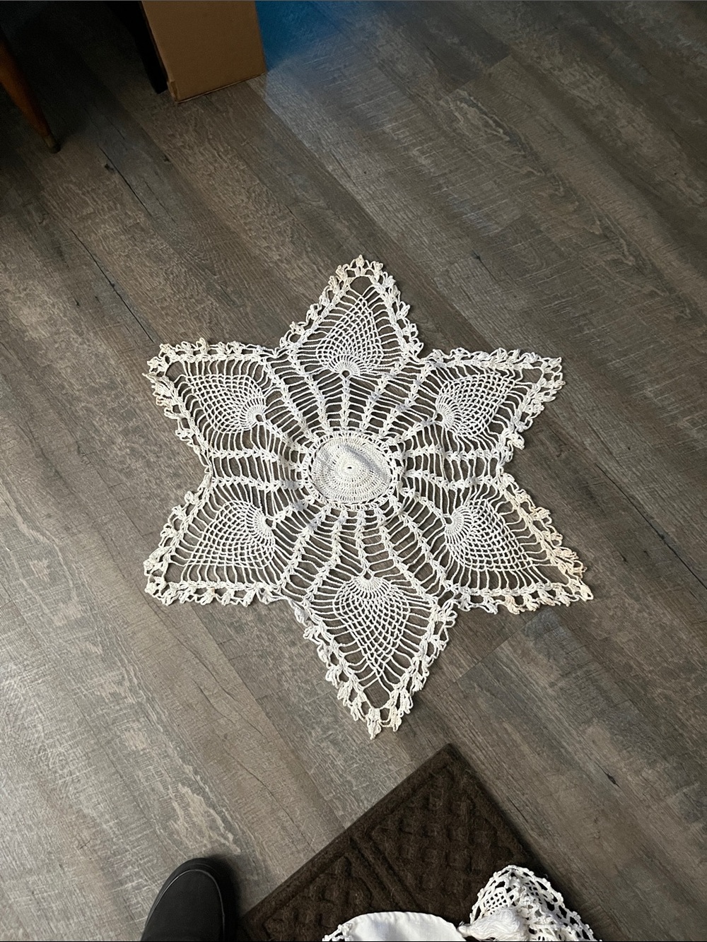 Handmade White Crochet Star Doily - Decorative Furniture Cover